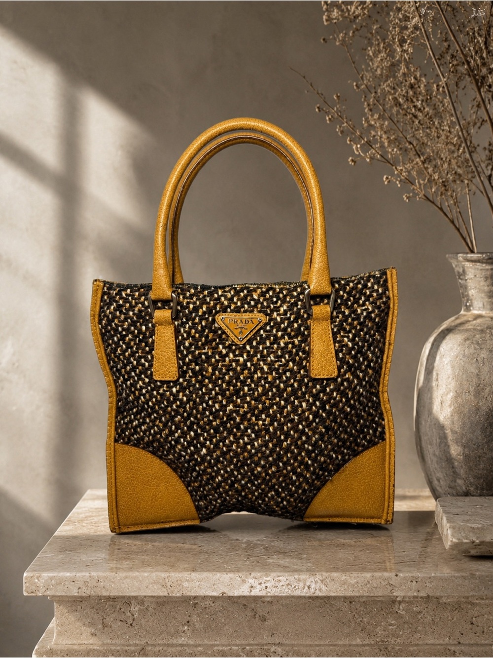 Prada Vintage “Stuoia Tweed” Mini Tote Bag